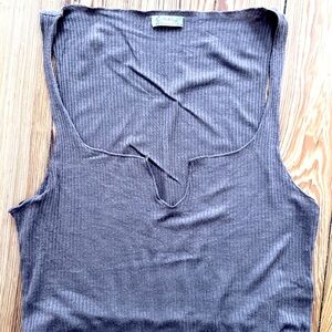 Free People Intimates Cropped Baby T Small Brown Gray